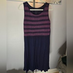 Casual Pink and Blue Sleeveless Mini Sundress